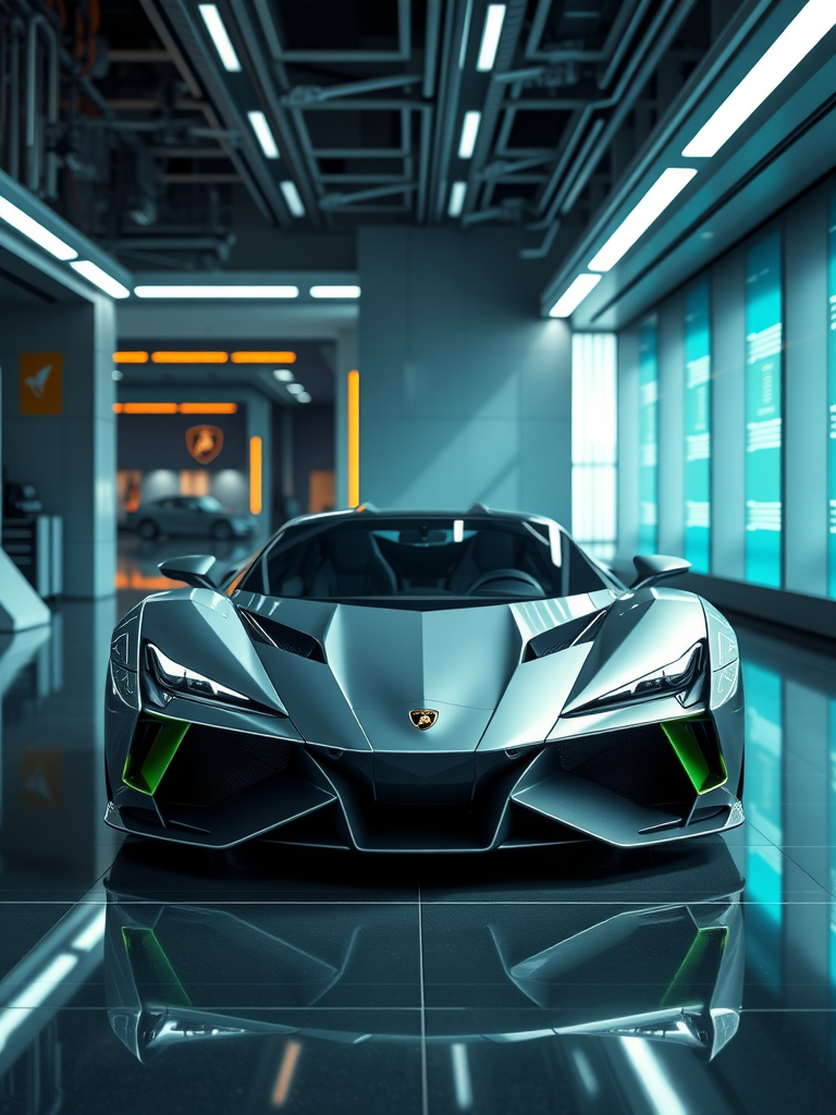 A sleek Lamborghini Sian displayed in a modern showroom.