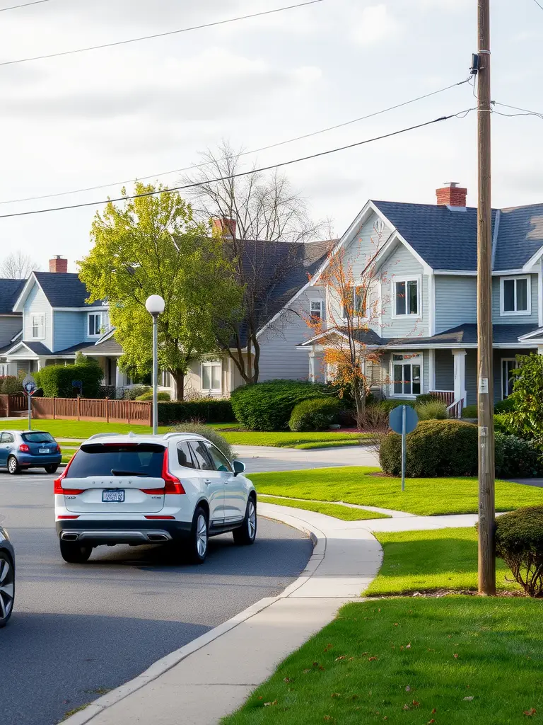 A woman driving a Volvo XC60, looking out at children playing in a neighborhood.