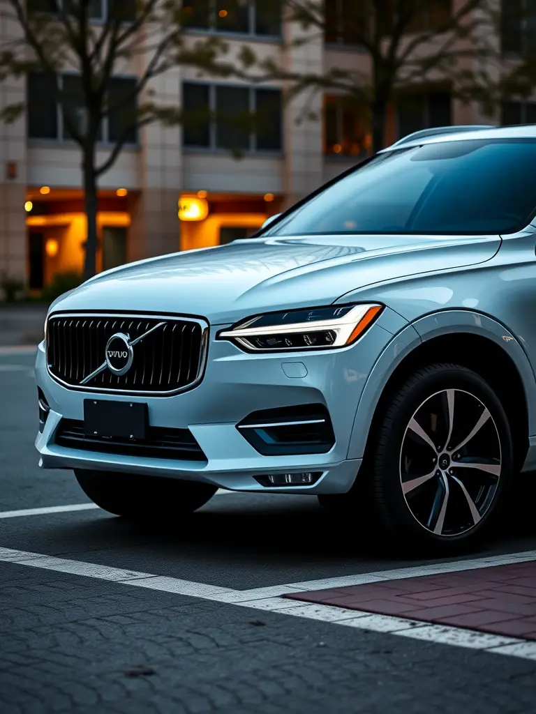 A Volvo XC60 parked in a city setting, showcasing its sleek design and sporty aesthetics.