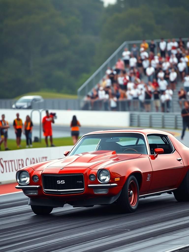 1970 Chevrolet Camaro racing on a track