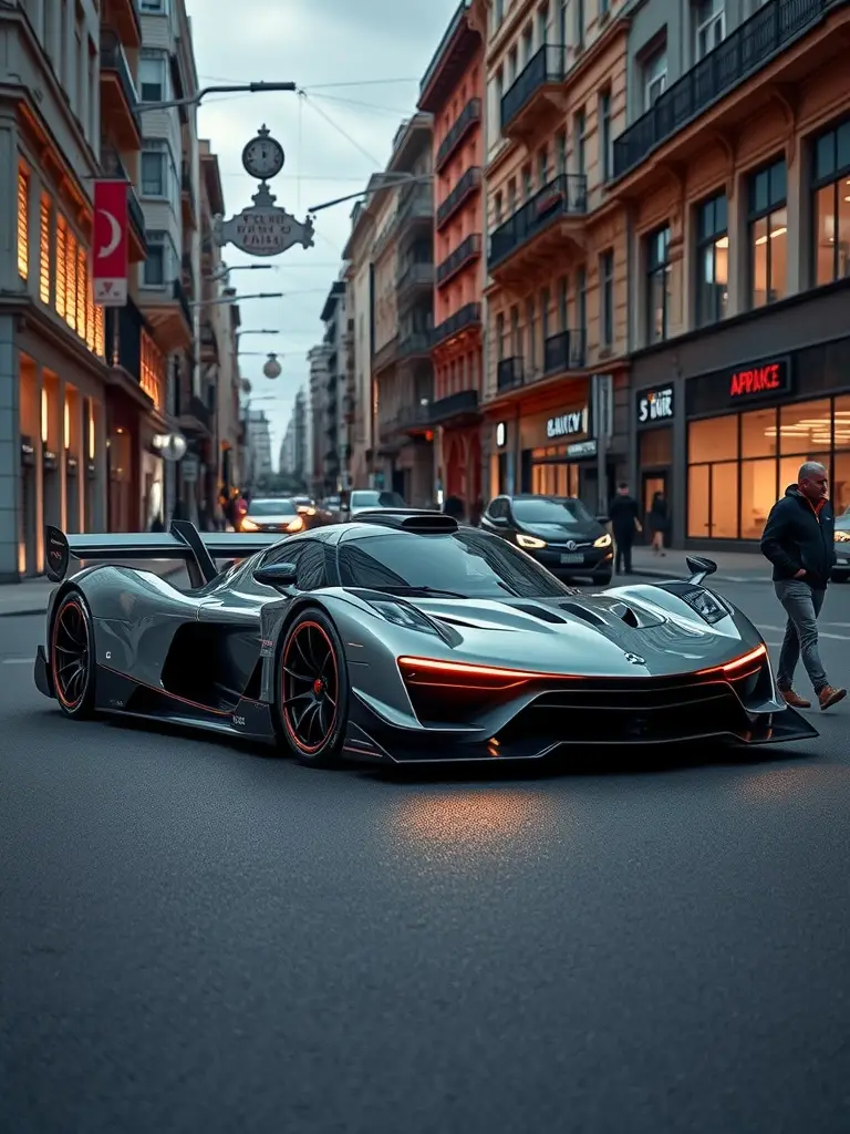 A sleek and modern Mercedes-AMG One parked on a city street.
