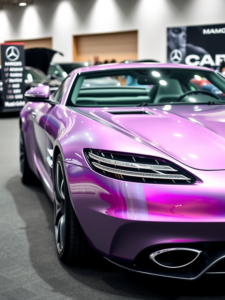 Mercedes-AMG SLS with iridescent pink and grey paintwork