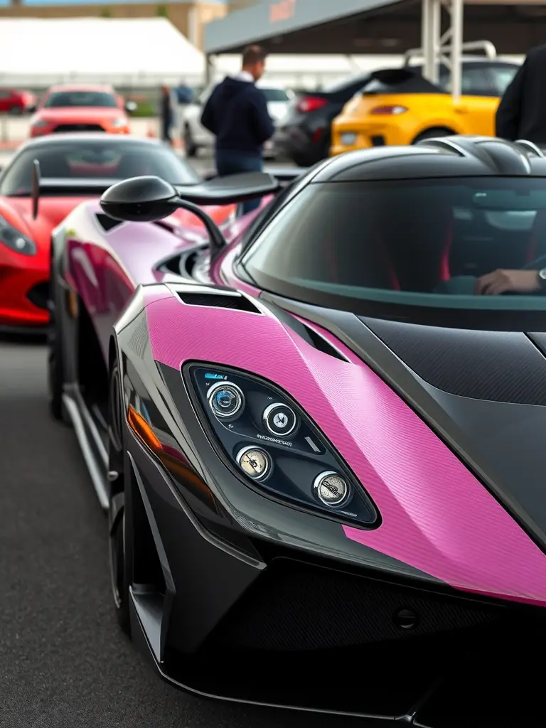Koenigsegg Regera showcasing pink carbon fiber trim.