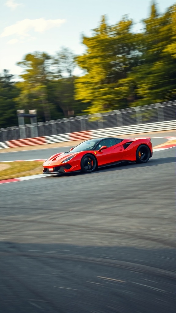 Ferrari 488 GTB in motion on a racetrack