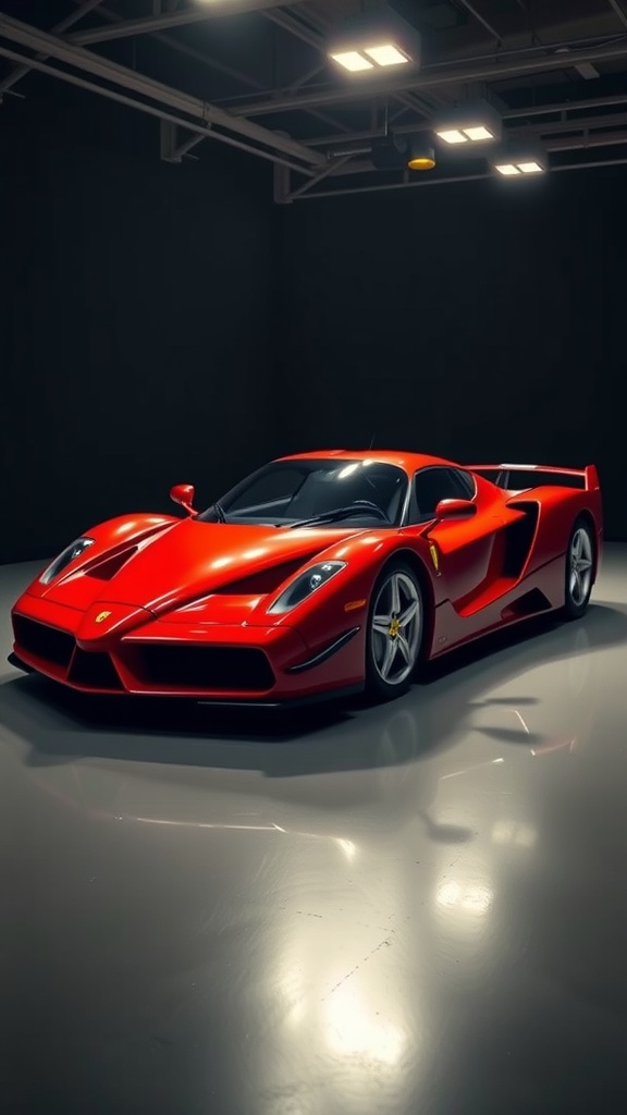 Ferrari Enzo sports car in a showroom setting