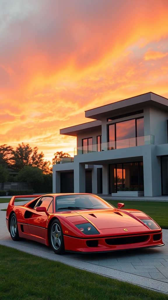 Ferrari F40 in front of a historic castle