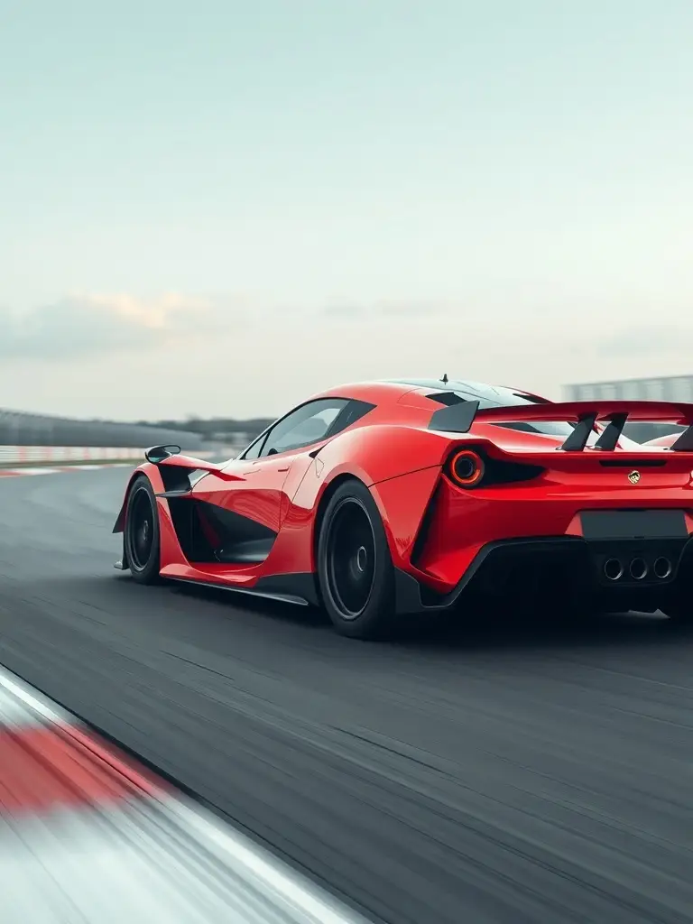Lotus Evija in a vibrant red paint job on a racetrack