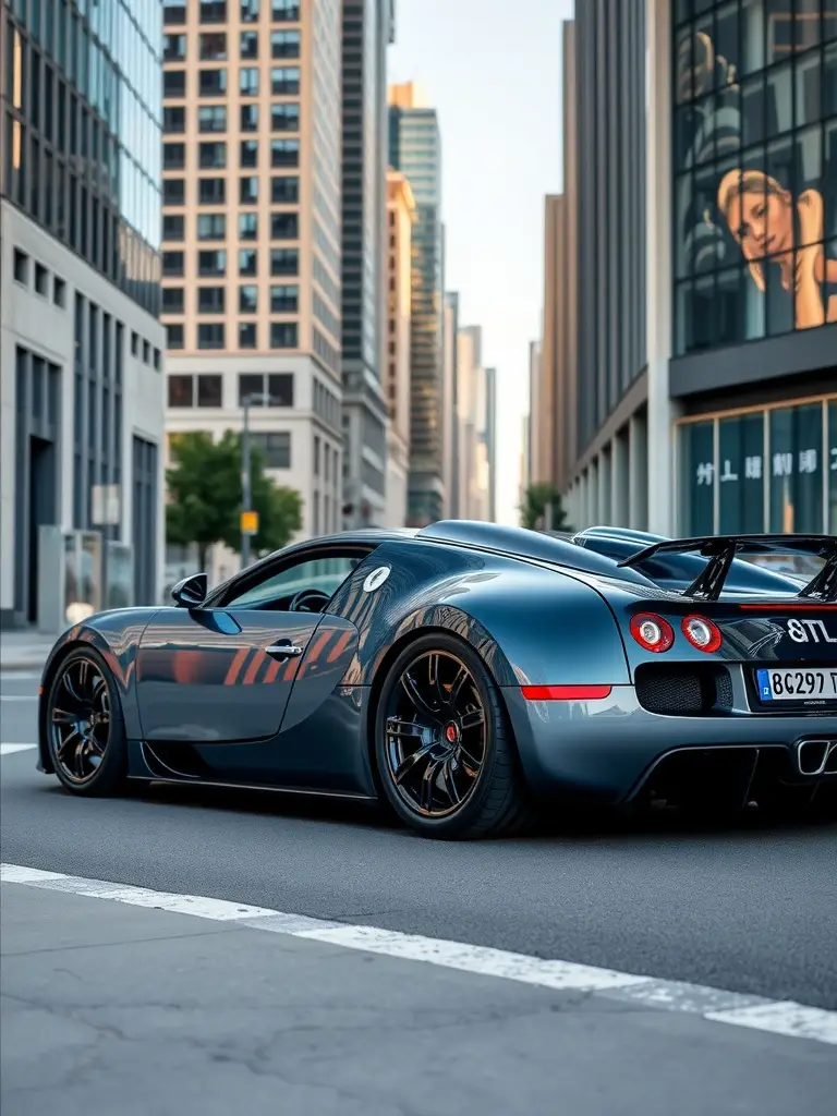 Bugatti Veyron Super Sport in grey parked on a city street